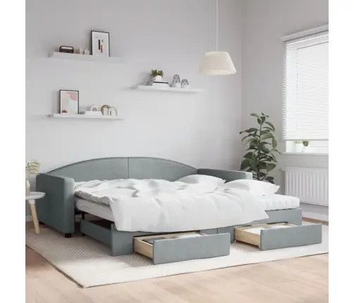 Izvelkams Dīvāns Ar Atvilktnēm, Gaiši Pelēks, 100X200Cm, Audums Vidaxl