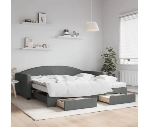 Diivanvoodi Väljatõmmatava Osaga, Tumehall, 100X200 cm Kangas