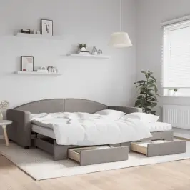 Izvelkams Dīvāns Ar Atvilktnēm, Pelēkbrūns Audums, 100X200 Cm Vidaxl