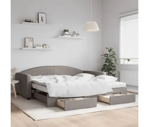 Lova Su Ištraukiama Dalimi/Stalčiais, Taupe, 100X200cm Audinys