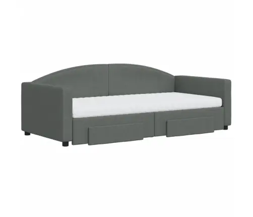 Izvelkams Dīvāns Ar Atvilktnēm, Tumši Pelēks Audums, 90X190 Cm Vidaxl