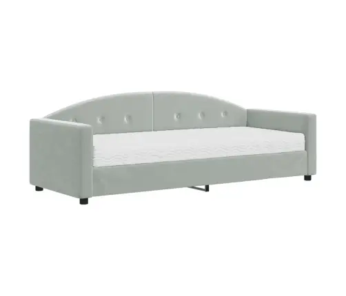 Lova Su Čiužiniu, Šviesiai Pilkos Spalvos, 80X200cm Aksomas