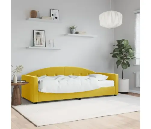 Diivanlvoodi Madratsiga, Kollane, 80X200 cm Samet