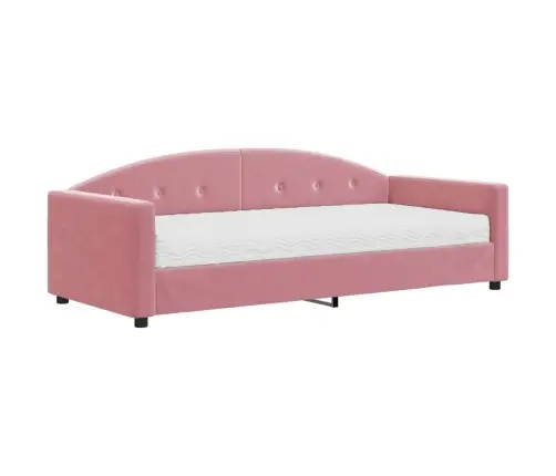 Lova Su Čiužiniu, Rožinės Spalvos, 90X200cm Aksomas