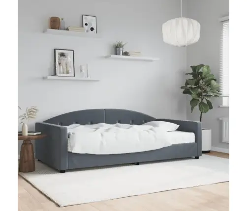 Päevavoodi Madratsiga, Tumehall, 100 X 200 cm Samet