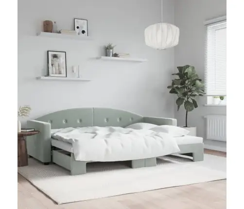 Izvelkams Dīvāns, Gaiši Pelēks, 80X200 Cm, Samts Vidaxl