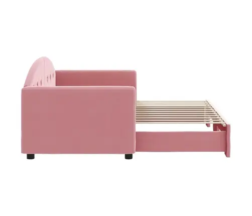 Diivanvoodi Väljatõmmatava Osaga, Roosa, 80X200 cm Samet