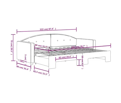 Diivanvoodi Väljatõmmatava Osaga, Roosa, 80X200 cm Samet