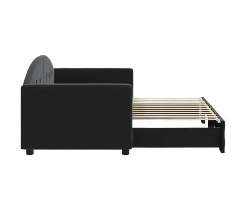 Lova Su Ištraukiama Dalimi, Juodos Spalvos, 80X200cm Aksomas