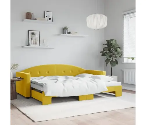 Izvelkams Dīvāns, Dzeltens, 80X200 Cm, Samts Vidaxl