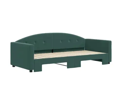 Lova Su Ištraukiama Dalimi, Tamsiai Žalia, 90X200cm Aksomas