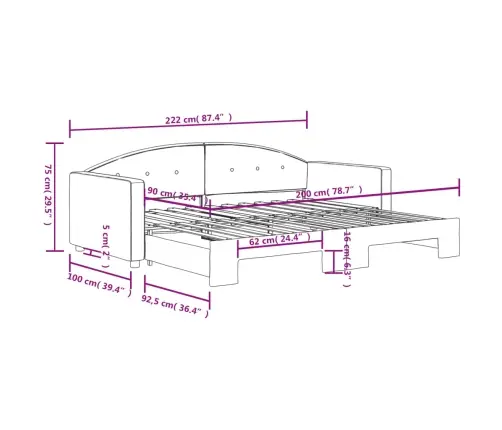 Lova Su Ištraukiama Dalimi, Tamsiai Žalia, 90X200cm Aksomas