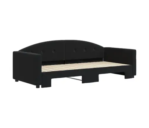 Diivanvoodi Väljatõmmatava Osaga, Must, 90X200 cm Samet