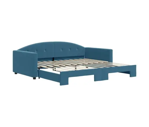 Lova Su Ištraukiama Dalimi, Mėlynos Spalvos, 100X200cm Aksomas