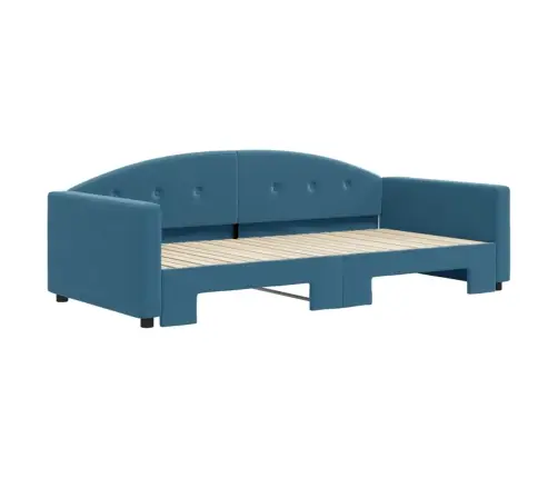 Lova Su Ištraukiama Dalimi, Mėlynos Spalvos, 100X200cm Aksomas