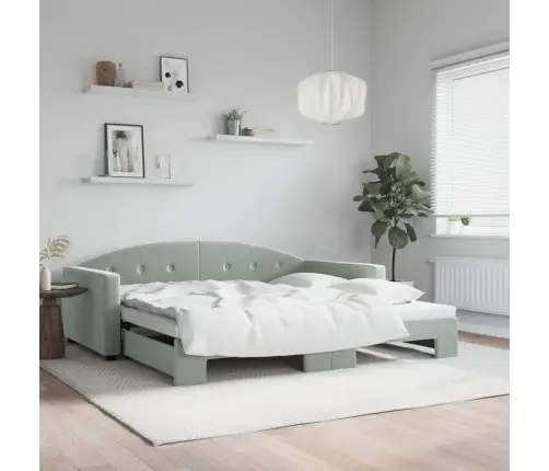 Izvelkams Dīvāns, Gaiši Pelēks, 100X200 Cm, Samts Vidaxl