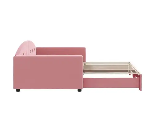 Izvelkams Dīvāns, Rozā, 100X200 Cm, Samts Vidaxl