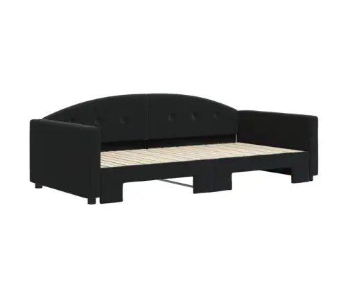 Lova Su Ištraukiama Dalimi, Juodos Spalvos, 100X200cm Aksomas