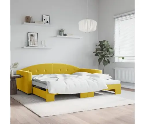 Izvelkams Dīvāns, Dzeltens, 100X200 Cm, Samts Vidaxl