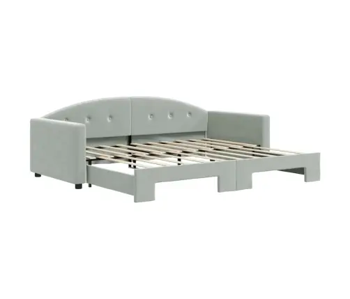 Diivanvoodi Väljatõmmatava Osaga, Helehall, 90X190 cm Samet