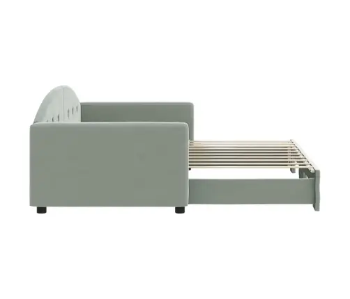 Diivanvoodi Väljatõmmatava Osaga, Helehall, 90X190 cm Samet