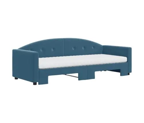 Izvelkams Dīvāns Ar Matraci, Zils, 80X200 Cm, Samts Vidaxl