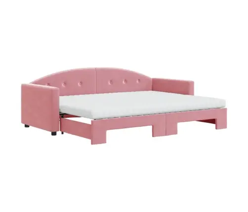 Diivanvoodi Väljatõmmatava Osaga, Roosa, 80X200 cm Samet