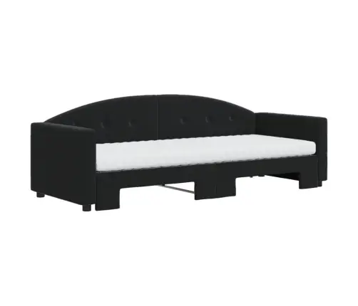 Izvelkams Dīvāns Ar Matraci, Melni, 80X200 Cm, Samts Vidaxl