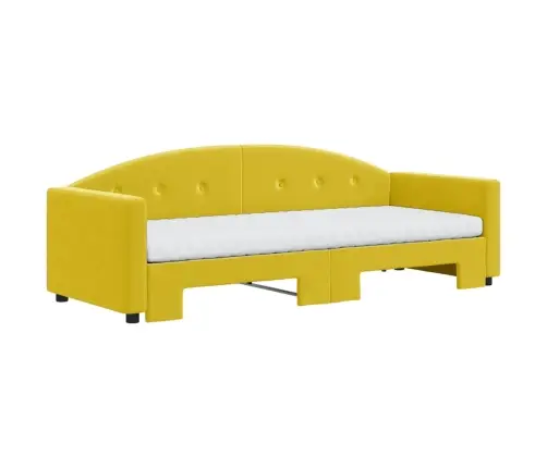 Izvelkams Dīvāns Ar Matraci, Dzeltens, 80X200 Cm, Samts Vidaxl