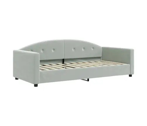 Lova Su Ištraukiama Dalimi/Čiužiniu, Pilka, 90X200cm Aksomas