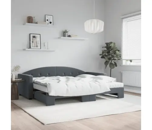 Dīvāngulta Ar Matraci, Tumši Pelēks, 90X200 Cm, Samts Vidaxl