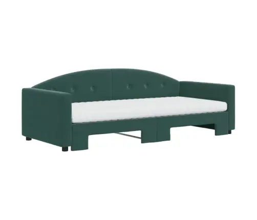 Diivanvoodi Väljatõmmatava Osaga, Tumeroheline 90X200 cm Samet