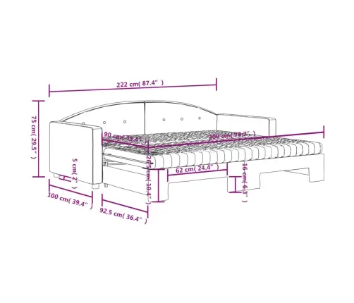 Izvelkams Dīvāns Ar Matraci, Rozā, 90X200 Cm, Samts Vidaxl