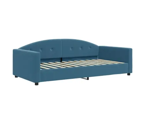 Lova Su Ištraukiama Dalimi/Čiužiniu, Mėlyna, 100X200cm Aksomas