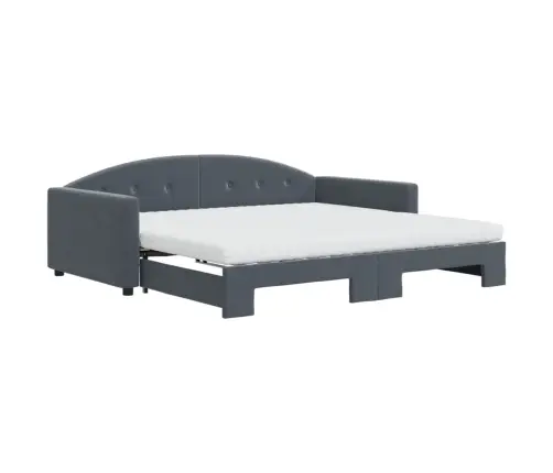 Dīvāngulta Ar Matraci, Tumši Pelēks, 100X200 Cm, Samts Vidaxl