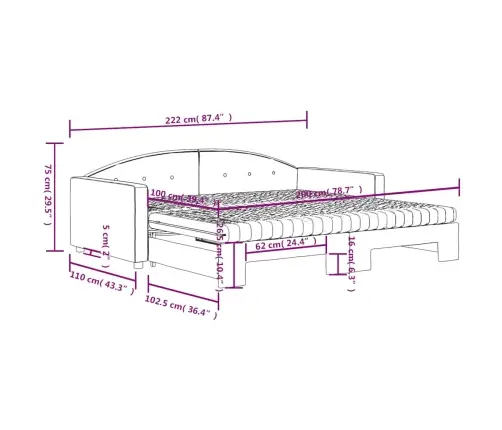 Dīvāngulta Ar Matraci, Tumši Pelēks, 100X200 Cm, Samts Vidaxl