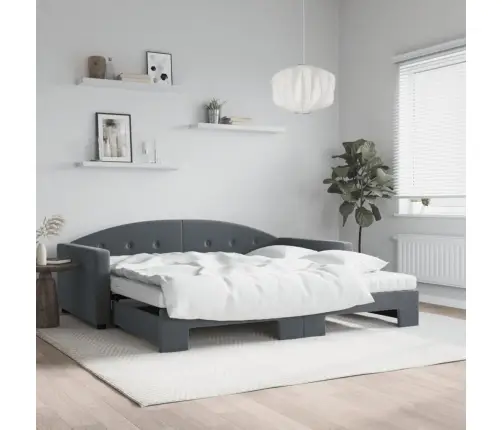 Dīvāngulta Ar Matraci, Tumši Pelēks, 100X200 Cm, Samts Vidaxl