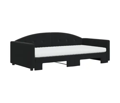 Izvelkams Dīvāns Ar Matraci, Melni, 100X200 Cm, Samts Vidaxl