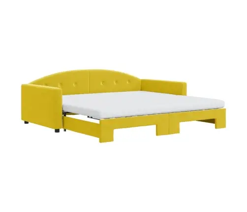 Diivanvoodi Väljatõmmatava Osaga, Kollane, 100X200 cm Samet