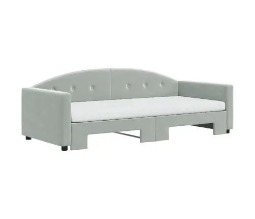 Lova Su Ištraukiama Dalimi/Čiužiniu, Pilka, 90X190cm Aksomas