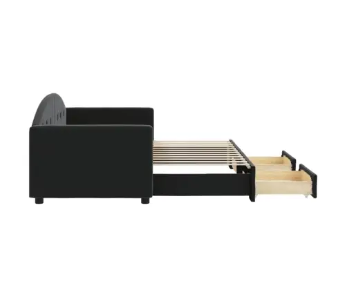 Diivanvoodi Väljatõmmatava Osaga, Must, 80X200 cm Samet