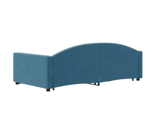 Izvelkams Dīvāns Ar Atvilktnēm, Zils, 90X200 Cm, Samts Vidaxl
