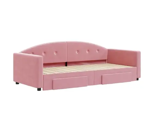 Izvelkams Dīvāns Ar Atvilktnēm, Rozā, 90X200 Cm, Samts Vidaxl