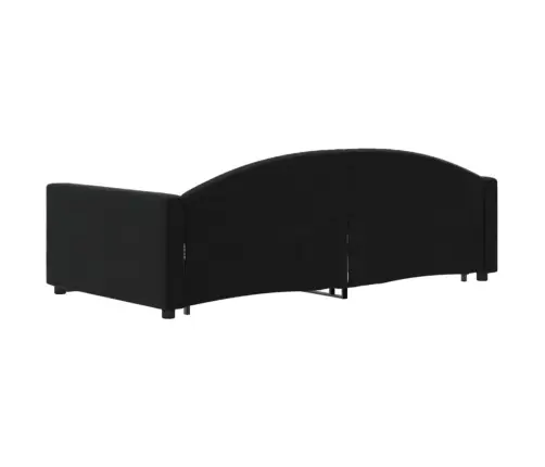 Lova Su Ištraukiama Dalimi/Stalčiais, Juoda, 90X200cm Aksomas