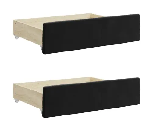 Lova Su Ištraukiama Dalimi/Stalčiais, Juoda, 90X200cm Aksomas