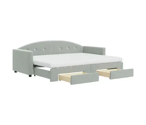 Izvelkams Dīvāns Ar Atvilktnēm, Gaiši Pelēks, 80X200 Cm, Samts Vidaxl