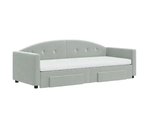 Izvelkams Dīvāns Ar Atvilktnēm, Gaiši Pelēks, 80X200 Cm, Samts Vidaxl