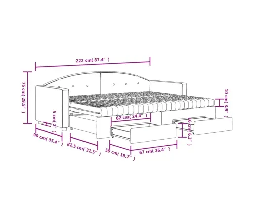 Izvelkams Dīvāns Ar Atvilktnēm, Gaiši Pelēks, 80X200 Cm, Samts Vidaxl