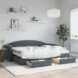 Izvelkams Dīvāns Ar Atvilktnēm, Tumši Pelēks, 80X200 Cm, Samts Vidaxl