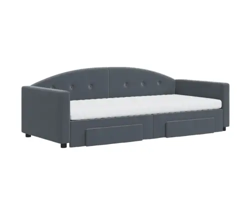 Izvelkams Dīvāns Ar Atvilktnēm, Tumši Pelēks, 90X200 Cm, Samts Vidaxl